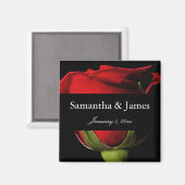 Long Stem Red Rose Personal Wedding Magneet (Voorkant / Achterkant)