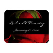 Long Stem Red Rose Personal Wedding Magneet (Horizontaal)