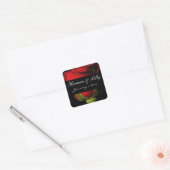 Long Stem Red Rose Personalized Wedding Vierkante Sticker (Envelop)