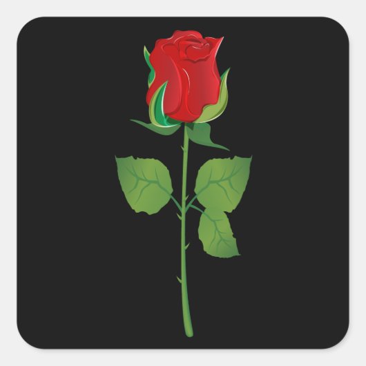 Long Stem Red Rose Vierkante Sticker (Voorkant)