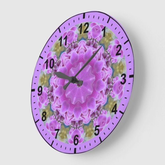 ~ Long Stemmed Paarse Orchids Fractal ~ Grote Klok (Hoek)