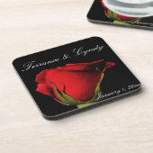 Long Stemmed Red Rose Personal Drankjes Onderzetter (Linkerzijde)