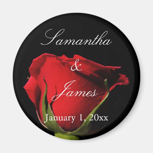 Long Stemmed Red Rose Personal Magneet (Voorkant)