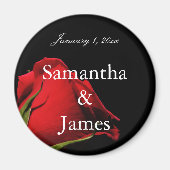 Long Stemmed Red Rose Personal Wedding Magneet (Voorkant)
