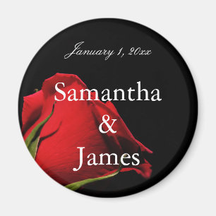 Long Stemmed Red Rose Personal Wedding Magneet