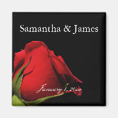 Long Stemmed Red Rose Personal Wedding Magneet (Voorkant)