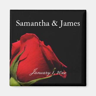 Long Stemmed Red Rose Personal Wedding Magneet