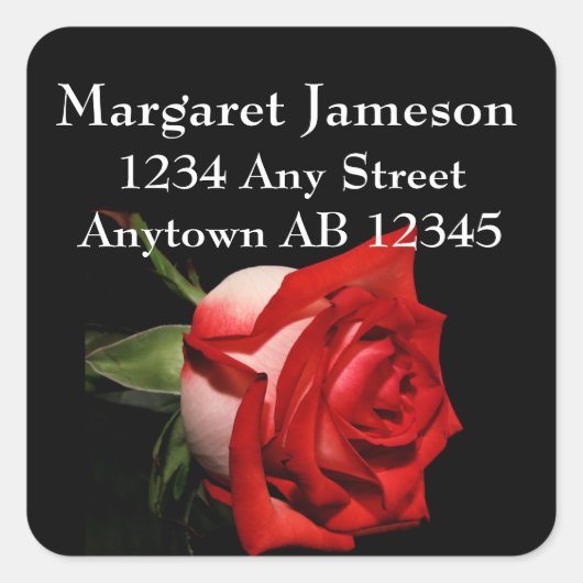 Long Stemmed Red Rose Weduwen Return Label (Voorkant)