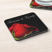 Long Stemmed Red Roses Personal Wedding Drankjes Onderzetter (Linkerzijde)