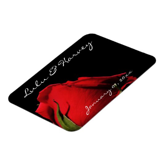 Long Stemmed Red Roses Personal Wedding Magneet (Linkerzijde)