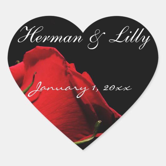 Long Stemmed Red Roses Personalized Weddenschap Hart Sticker (Voorkant)