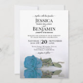 Long-Stemmed Sky Blue Roos Elegant Wedding Kaart (Voorkant)