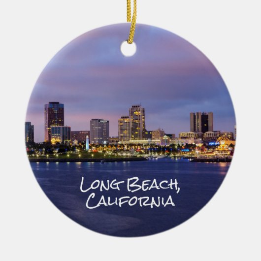 Long strand California, Skyline in Dusk, Keramisch Ornament (Voorkant)