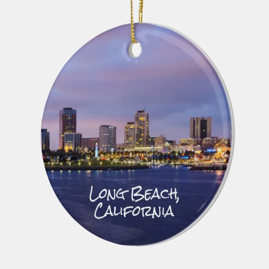 Long strand California, Skyline in Dusk, Keramisch Ornament (Links)