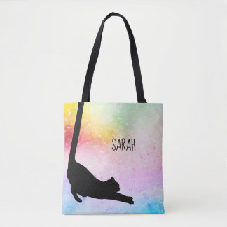 Long Tail Black Cat op maat Tote Bag
