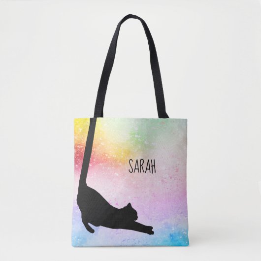 Long Tail Black Cat op maat Tote Bag (Voorkant)
