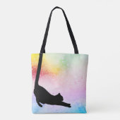 Long Tail Black Cat op maat Tote Bag (Achterkant)