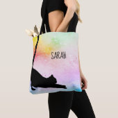 Long Tail Black Cat op maat Tote Bag (Dichtbij)