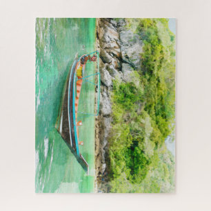 Long Tail Boat en Island in Thailand Waterverf Legpuzzel