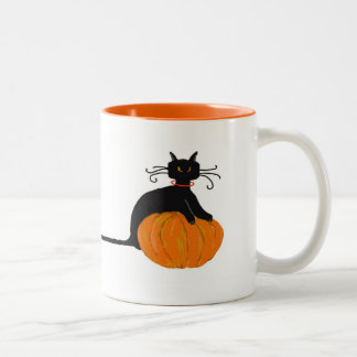 Long Tail Halloween Cat Tweekleurige Koffiemok