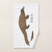 Long-tailed pangolin cartoon illustration bad handdoek (Handdoek)