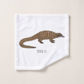Long-tailed pangolin cartoon illustration bad handdoek (Wasdoekje)