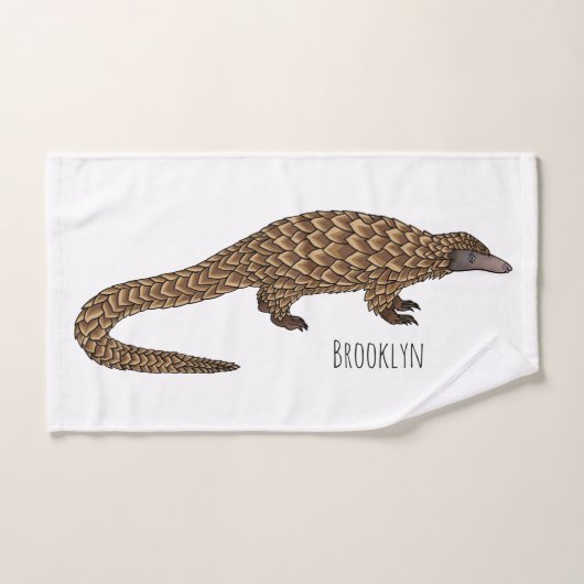 Long-tailed pangolin cartoon illustration bad handdoek (Handdoek)