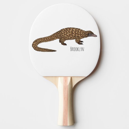 Long-tailed pangolin cartoon illustration tafeltennisbatje (Voorkant)