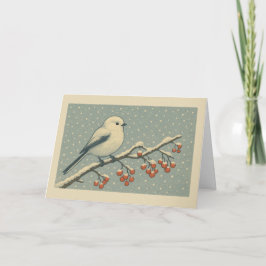 Long-tailed Tit Japanese Christmas Card Feestdagen Kaart