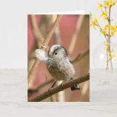 Long Tailed Tit with feather Kaart (Gele Bloem)