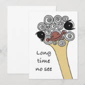 Long time no see – a friendly hello, doodle-style notitiekaartje (Voorkant / Achterkant)