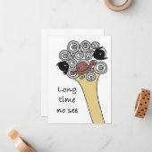 Long time no see – a friendly hello, doodle-style notitiekaartje (Voorkant / Achterkant in situ)