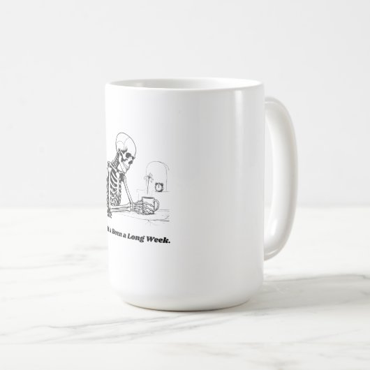 Long Week Skeleton Minimalist coffee mug Koffiemok (Voorkant rechts)