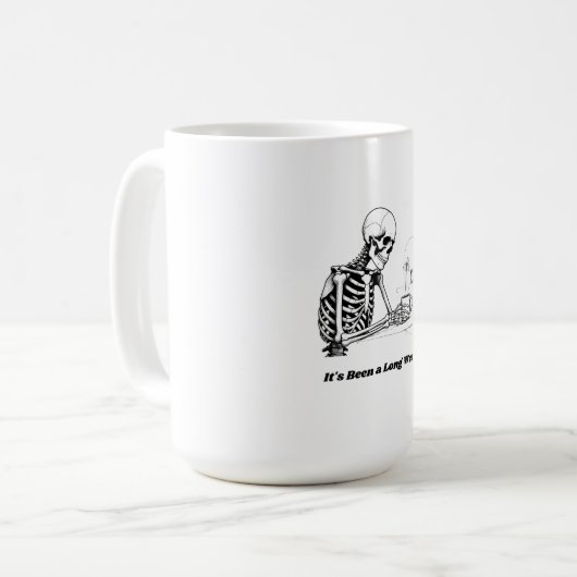 Long Week Skeleton Minimalist coffee mug Koffiemok (Voorkant links)