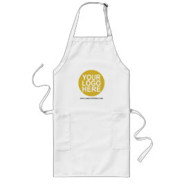 Long White Apron met Enterprise Logo Promotion Lang Schort
