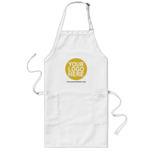 Long White Apron met Enterprise Logo Promotion Lang Schort (Voorkant)