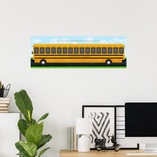 Long Yellow School Bus 16 Photo Custom Keepslag Poster (Thuiskantoor)
