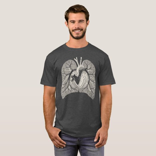 Longanatomie Menselijk hart longen  T-shirt (Voorkant volledig)