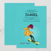 Longboard Boy Invitation Kaart (Voorkant / Achterkant)