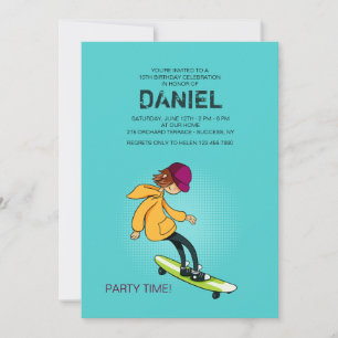 Longboard Boy Invitation Kaart