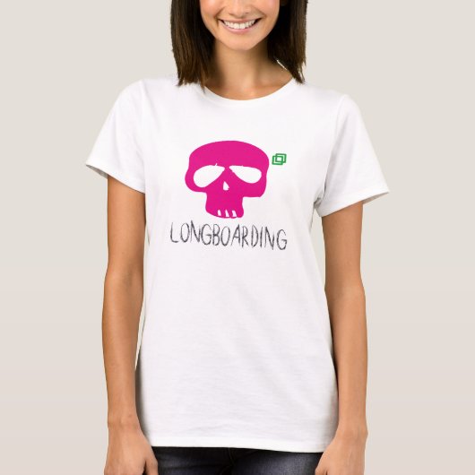 LONGBOARD PINK SKULL T-SHIRT (Voorkant)