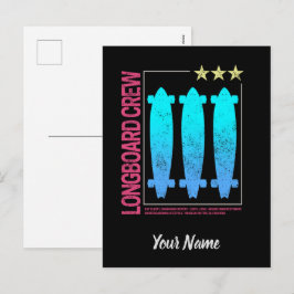 Longboard Retro Skateboard  Skater Design Feestdagenkaart