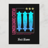 Longboard Retro Skateboard  Skater Design Feestdagenkaart (Voorkant)