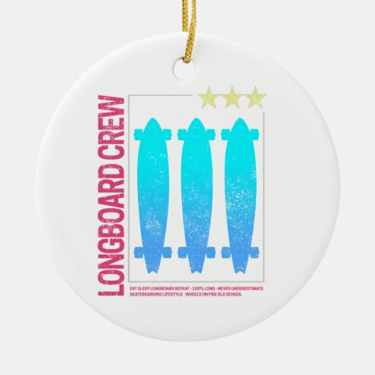 Longboard Retro Skateboard  Skater Design Keramisch Ornament (Voorkant)