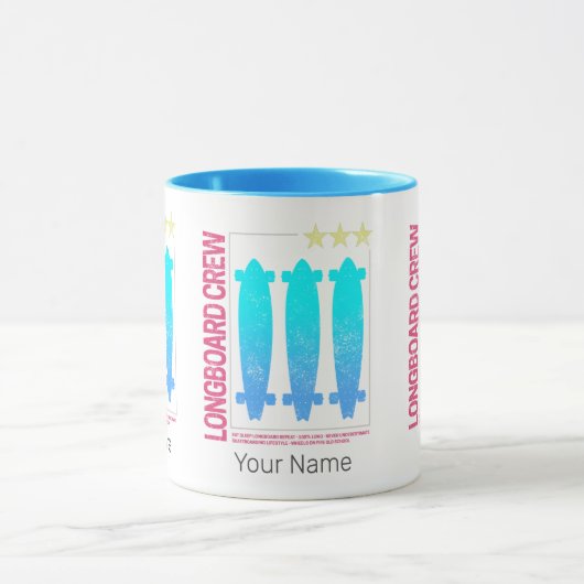 Longboard Retro Skateboard  Skater Design Mok (Midden)