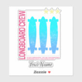 Longboard Retro Skateboard  Skater Design Sticker (Vel)