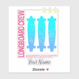 Longboard Retro Skateboard  Skater Design Sticker