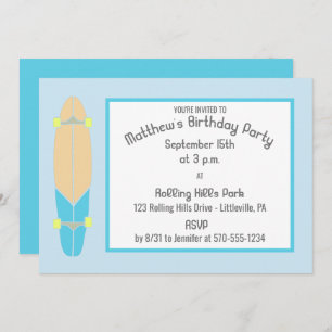 Longboard skateboard verjaardagsfeestje kaart