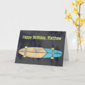 Longboard Skateboarders Verjaardag Kaart (Gele Bloem)