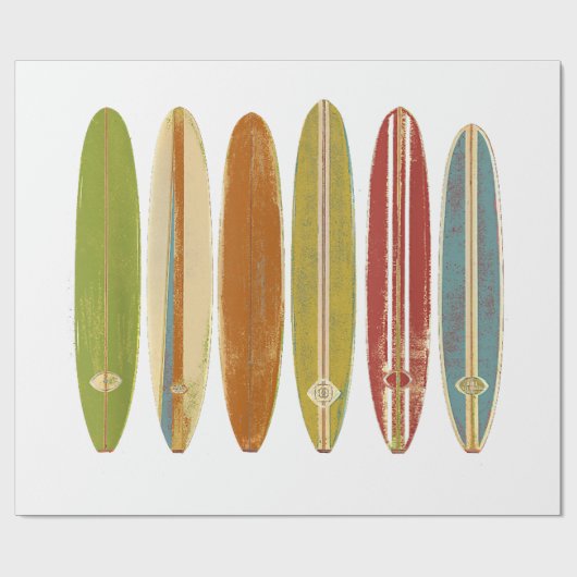 Longboard surfplanken  Retro Style Surfing Cadeaupapier (Vlak)